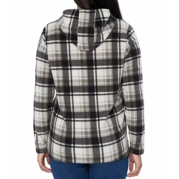 ~ O'Neill XL Fleece Jacket Black Gray Plaid Hoodie Pockets Half Zip Unisex - Picture 3 of 12